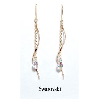 スワロフスキー(SWAROVSKI)のツイスト×ドロップ　スワロフスキーピアス・イヤリング　★カラーお選び頂けます★(ピアス)