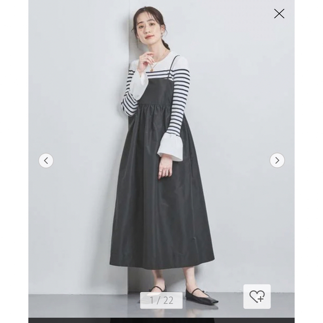 新品タグ付♡ユナイテッドアローズ黒タフタキャミソールワンピース36