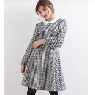 マジェスティックレゴン(MAJESTIC LEGON)のMAJESTIC LEGON☆新品♪配色襟付き＊ガーリーチェック柄フレアワンピ(ひざ丈ワンピース)