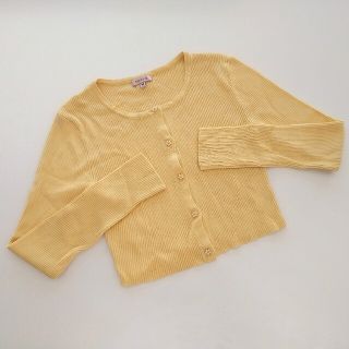 トッカ(TOCCA)のTOCCA シルクリブ カーディガン お花ボタン イエロー M トッカ(カーディガン)