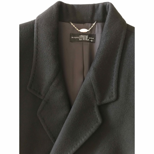 LEANNEレアンスカシミヤ100%黒ロングコート 日本最級 63.0%OFF www