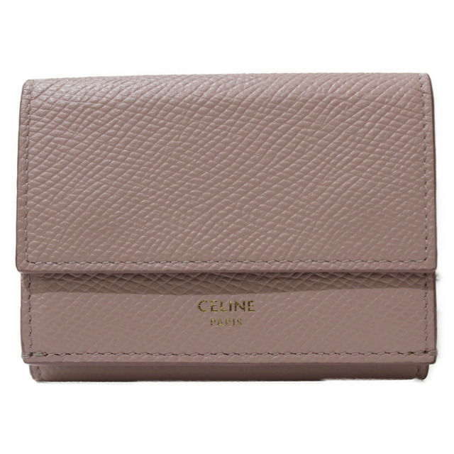 【布袋あり】CELINE　スモールフォールデッドウォレット　10E60　グレインドカーフスキン　ピンク　折り財布　ウォレット　レディース　シンプル　ギフト　プレゼント包装可　　松前R56号店