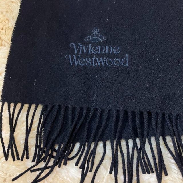 美品✨Vivienne Westwood ウール　マフラー　オーブロゴ　ブラック