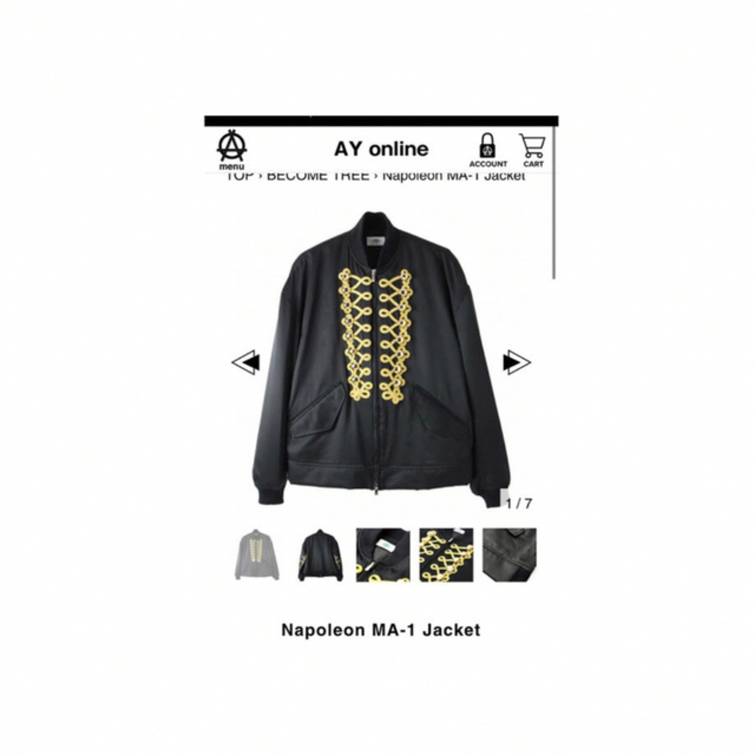 【試着のみ】BECOME TREE Napoléon MA-1 jacket メンズのジャケット/アウター(ブルゾン)の商品写真