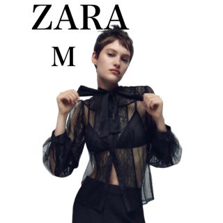 ザラ(ZARA)の新品　ZARA 今季　レア　ダブルレース　サテンボウタイ　ブラウス(シャツ/ブラウス(長袖/七分))