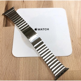 アップルウォッチ(Apple Watch)の美品 純正 apple watch  44mm シルバー リンクブレスレット(金属ベルト)