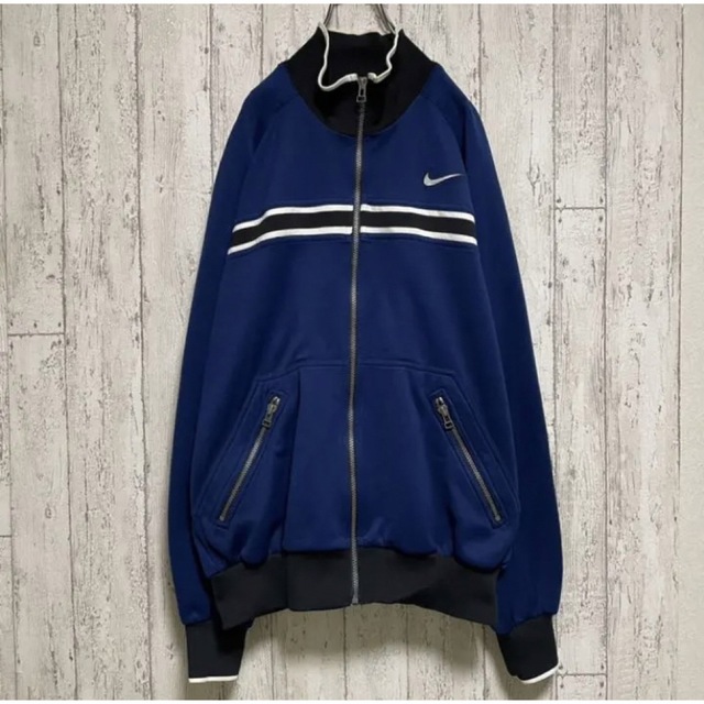 90s 銀タグ 刺繍 ロゴ シルバータグ NIKE トラックジャケット ブルー