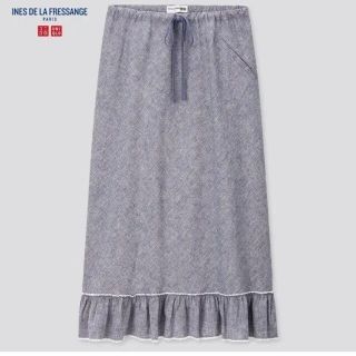 ユニクロ(UNIQLO)のユニクロ　イネス　コットンリネンフリルスカート　M(ロングスカート)