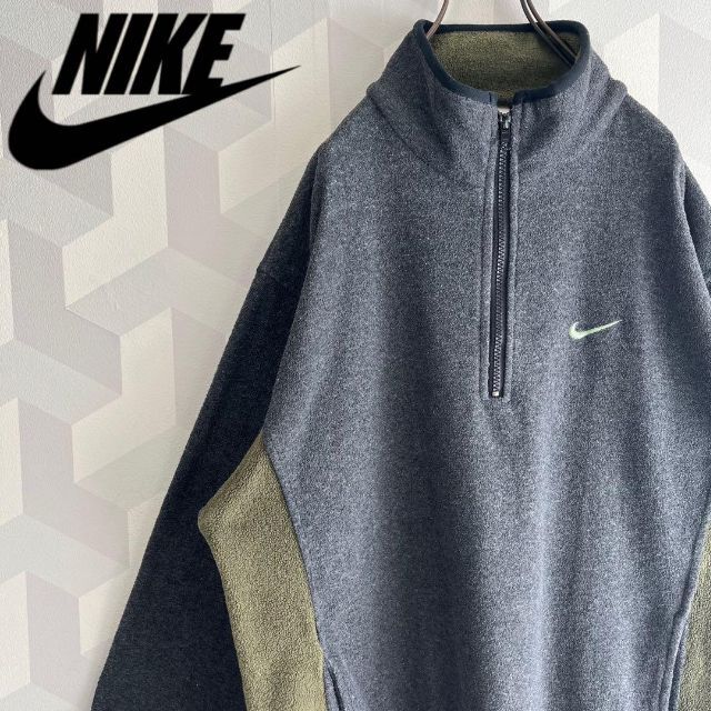 『入手困難』NIKE ハーフジップ　スウェット　90s 銀タグ　グレー　【L】