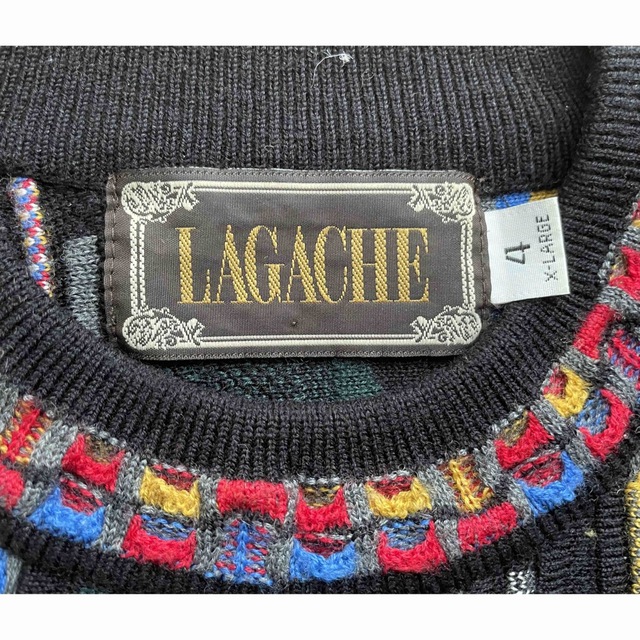 LAGACHE(ラガチェ)の【値下げ中】Lagache 総柄ニット　立体編み込み メンズのトップス(ニット/セーター)の商品写真