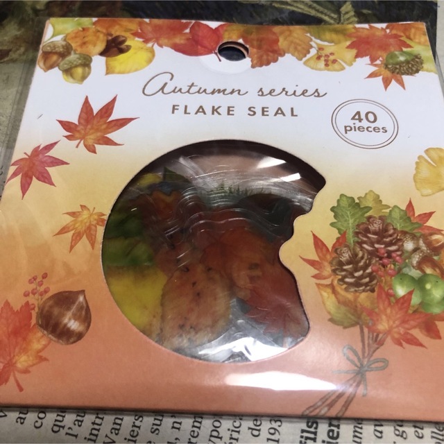 キャンドゥ フレークシール 秋の風景柄 紅葉&木の実 2点セット