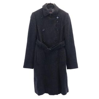 ポールスミス(Paul Smith)のポールスミス ロング チェック柄 コート 40 黒×茶×紺 Paul Smith BLACK レディース 【中古】  【230129】(ロングコート)