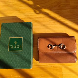 グッチ(Gucci)のグッチ　三つ折り財布　がま口　GUCCI　レザー　ブラウン　ダメージ(財布)