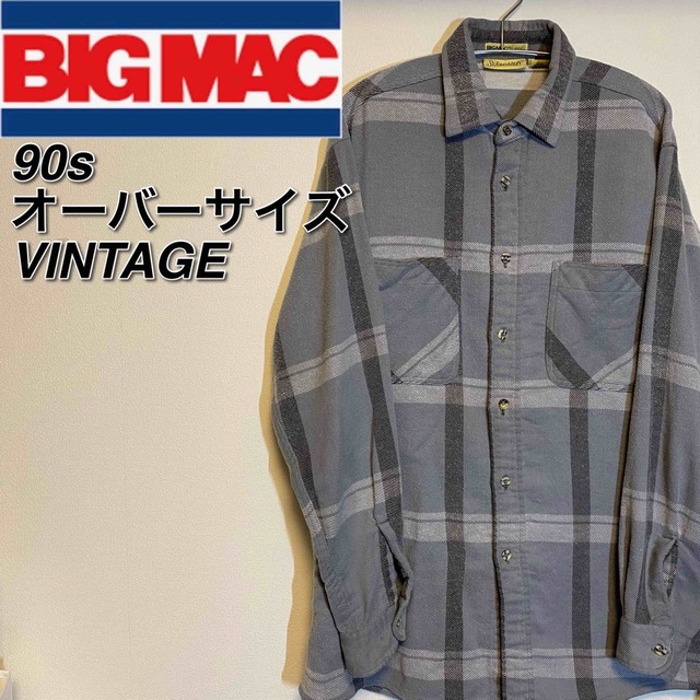 【レア】90s BIG MAC ビッグマック ネルシャツL オーバーサイズシャツ