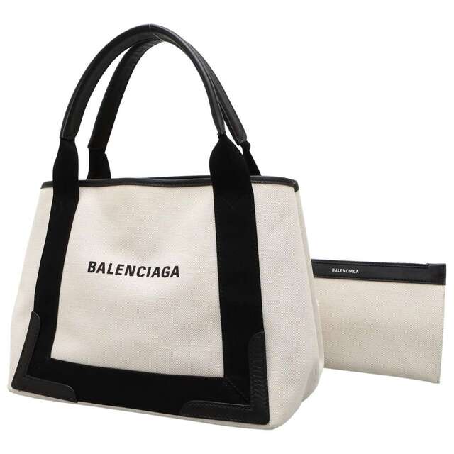 Balenciaga - バレンシアガ トートバッグ ネイビーカバス S ポーチ付 339933 BALENCIAGA スモールサイズ バッグ 白 黒