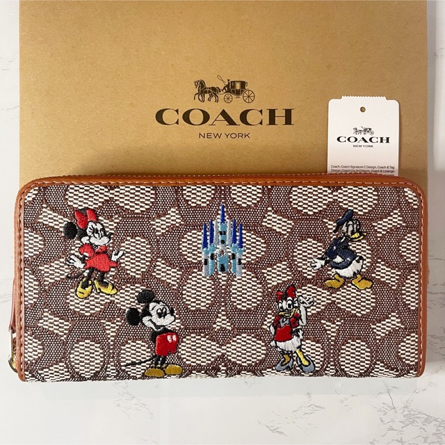 COACH×MICKY　長財布 ミッキー コラボ レザー　アコーディオンジップ