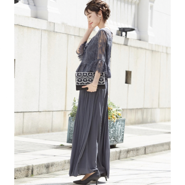 新品❤️レーストップス&プリーツワイドパンツ セットアップ ドレス
