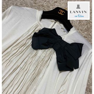 ランバンオンブルー(LANVIN en Bleu)の【美品】ランバンオンブルー  ブラウス　トップス　カットソー　リボン(シャツ/ブラウス(長袖/七分))