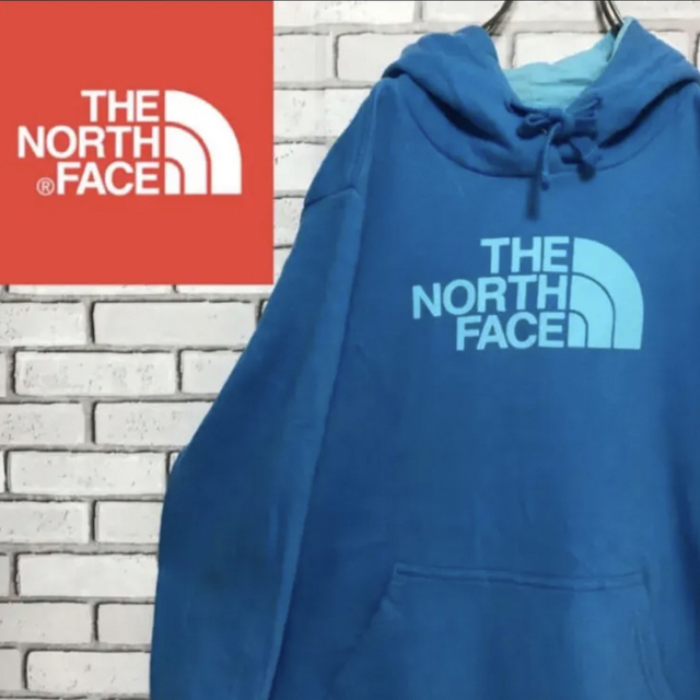 THE NORTH FACE(ザノースフェイス)のザノースフェイス☆ ビッグロゴプリントレッドスエットパーカー Lサイズ メンズのトップス(パーカー)の商品写真