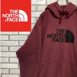 ザノースフェイス(THE NORTH FACE)のザノースフェイス☆ ビッグロゴプリントレッドスエットパーカー Lサイズ(パーカー)