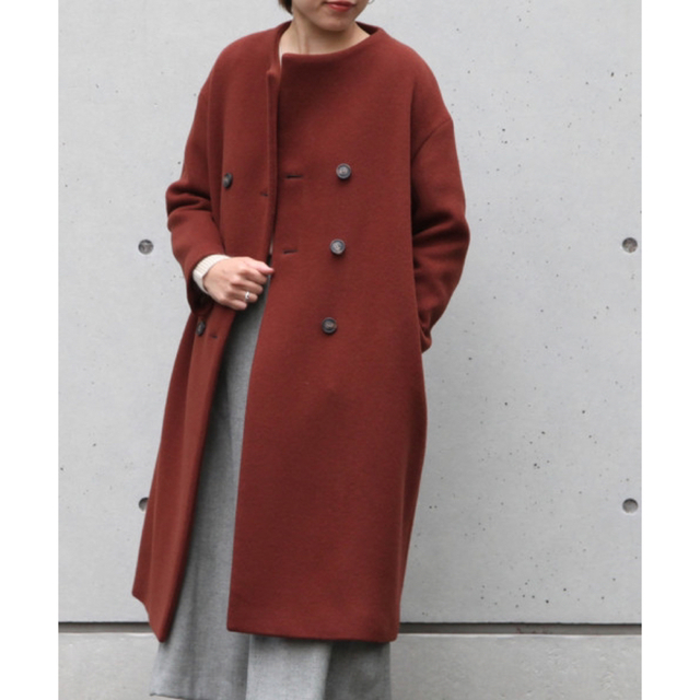 Liesse ダブルボタンコート リエス ノーカラーコート 魅力の www