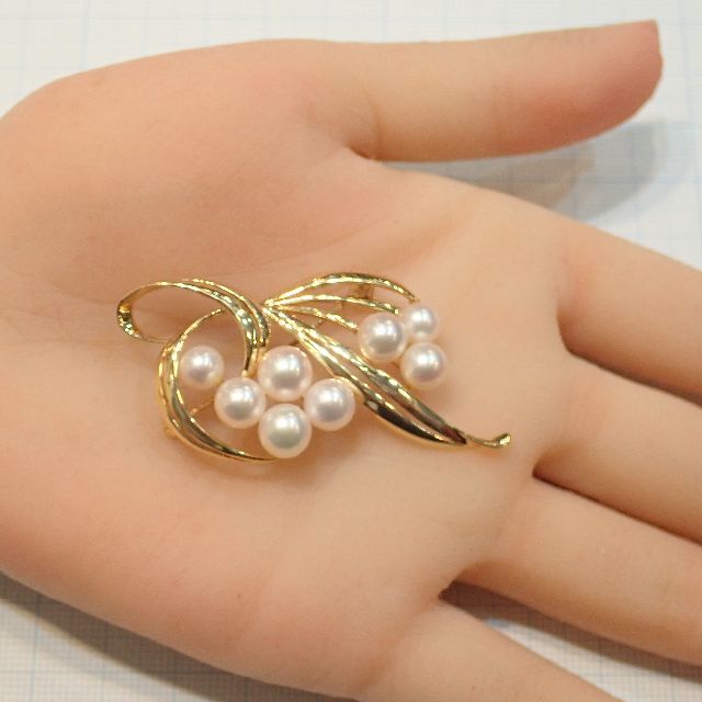 MIKIMOTO(ミキモト)の■K14YG ミキモトあこや真珠ブローチ　9.4g■風車タイプ■パール8pc■ レディースのアクセサリー(ブローチ/コサージュ)の商品写真