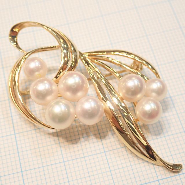 MIKIMOTO(ミキモト)の■K14YG ミキモトあこや真珠ブローチ　9.4g■風車タイプ■パール8pc■ レディースのアクセサリー(ブローチ/コサージュ)の商品写真