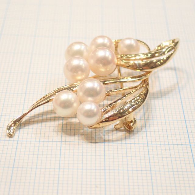 MIKIMOTO(ミキモト)の■K14YG ミキモトあこや真珠ブローチ　9.4g■風車タイプ■パール8pc■ レディースのアクセサリー(ブローチ/コサージュ)の商品写真