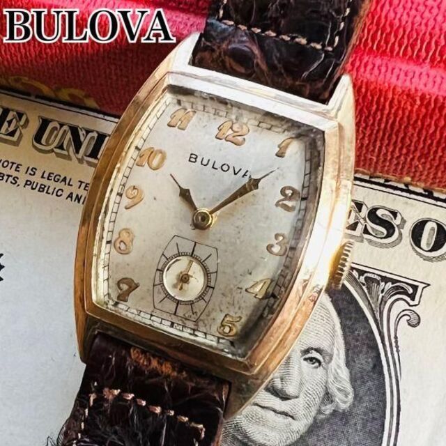 美品！【動作良好】BULOVA ブローバ アンティーク メンズ 腕時計 ゴールド
