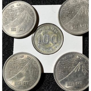 東京オリンピック100円銀貨　1枚  大阪万国博記念100円硬貨　4枚(金属工芸)