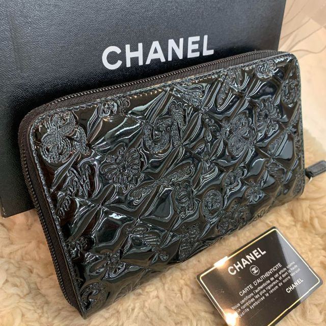 CHANEL(シャネル)の☆外観美品☆CHANEL アイコン ラウンドファスナー長財布 パテントレザー 黒 レディースのファッション小物(財布)の商品写真