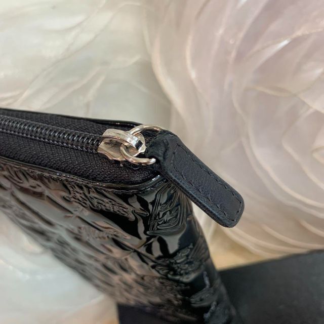 ☆外観美品☆CHANEL アイコン ラウンドファスナー長財布 パテントレザー 黒 ☆外観美品☆CHANEL アイコン ラウンドファスナー長財布 パテントレザー 黒