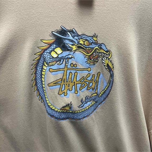 old stussy 80s 90s USA製 ドラゴン tシャツ ベージュ