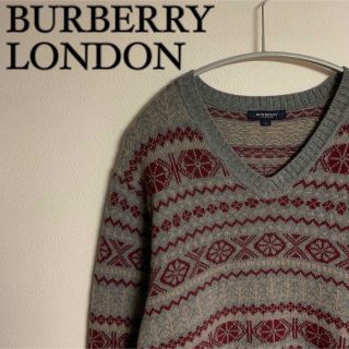 バーバリー(BURBERRY)の【美品】BURBERRY バーバリー　カシミヤ混　ラムウール　ニット　ロゴ　刺繍(ニット/セーター)