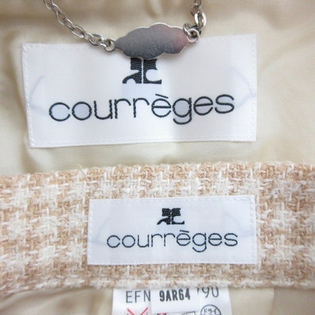 Courreges(クレージュ)のクレージュ スーツ 上下 ジャケット スカート ひざ丈 9AR64 ベージュ 黄 レディースのフォーマル/ドレス(スーツ)の商品写真