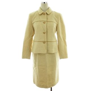 クレージュ(Courreges)のクレージュ スーツ 上下 ジャケット スカート ひざ丈 9AR64 ベージュ 黄(スーツ)