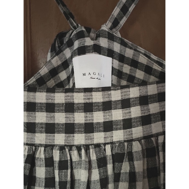 ★2/5削除【最終価格】【新品】MAGALI ギンガムリネンサスペンダースカート