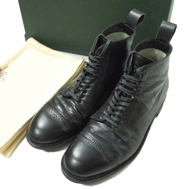 Alden(オールデン)のALDEN オールデン アメリカ製 PUNCHED CAP TOE BOOTS パンチドキャップトゥブーツ 86009H US9D(27cm) BLACK 革靴 ストレートチップ シューズ【中古】【ALDEN】 メンズの靴/シューズ(ブーツ)の商品写真