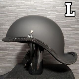 L ダックテール マットブラック　ヘルメット　半ヘル　キャップ　半帽(ヘルメット/シールド)