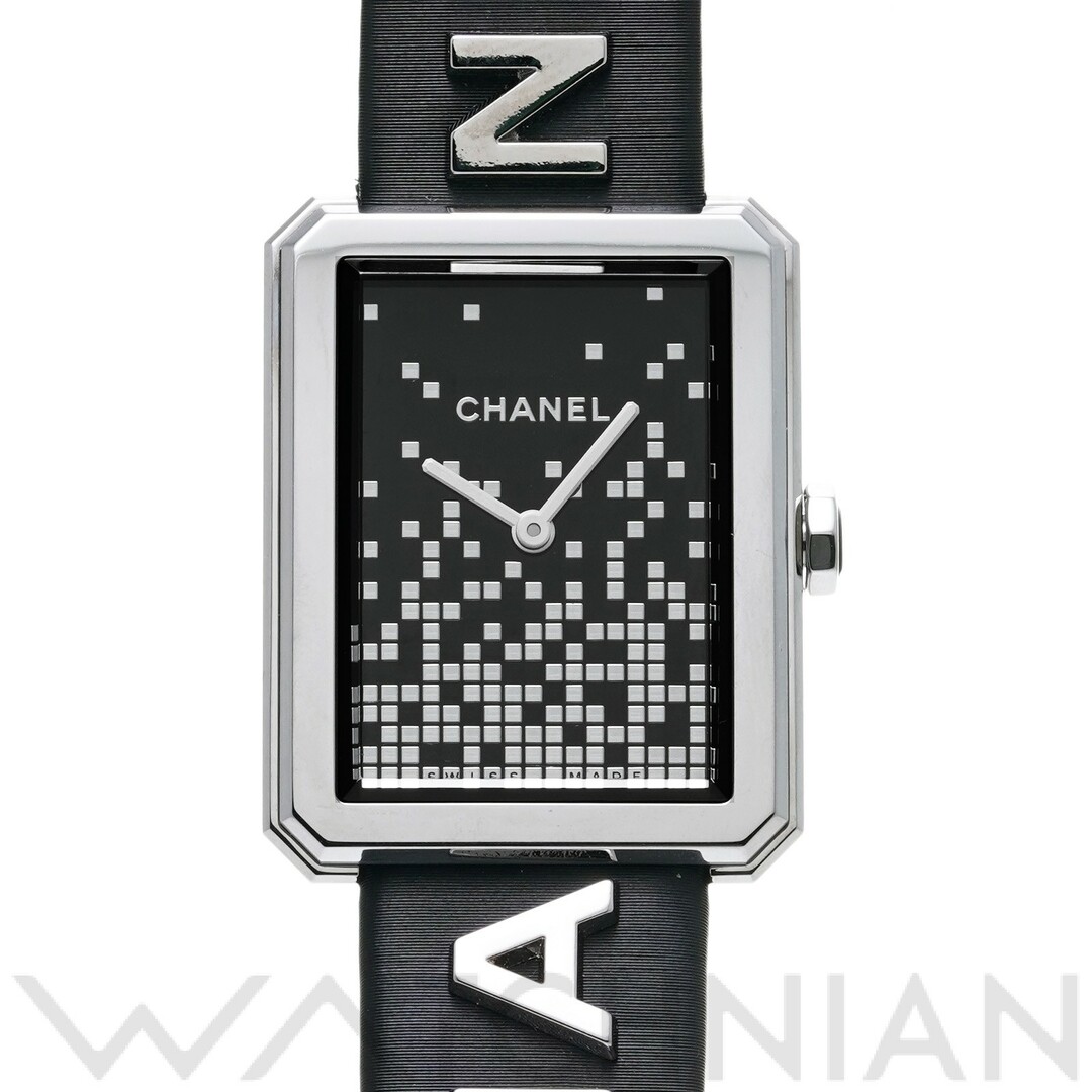 CHANEL - 中古 シャネル CHANEL H7470 ブラックラッカー レディース 腕時計