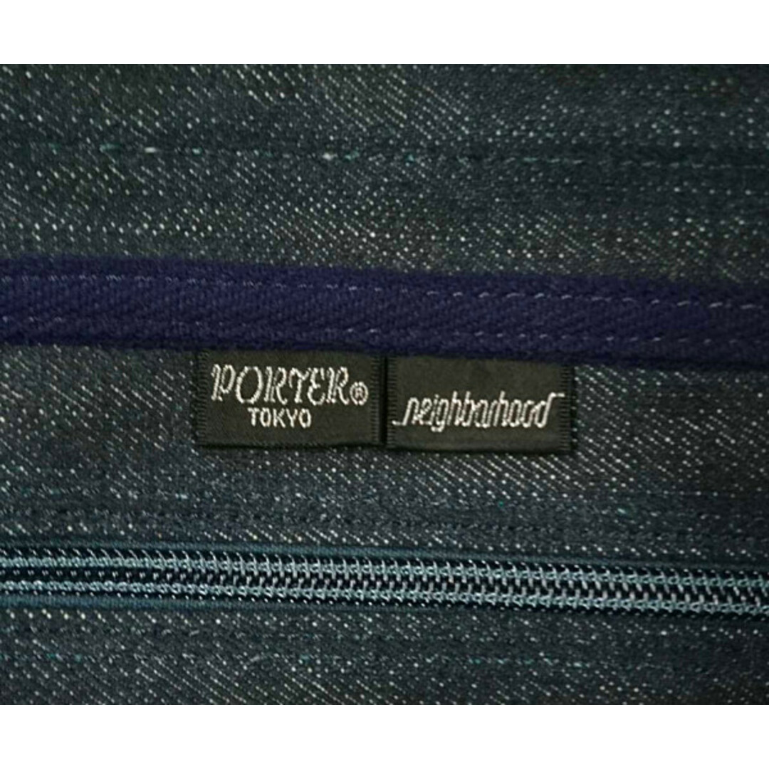 NEIGHBORHOOD ネイバーフッド ×PORTER 初期 ハンドル レザー デニム トートバッグ インディゴ×黒 正規品/27404