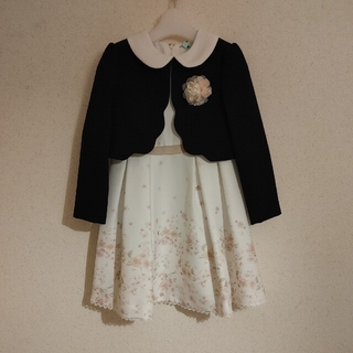 プティマイン(petit main)の花柄ワンピース・スカラップジャケットセット　120センチ(ドレス/フォーマル)