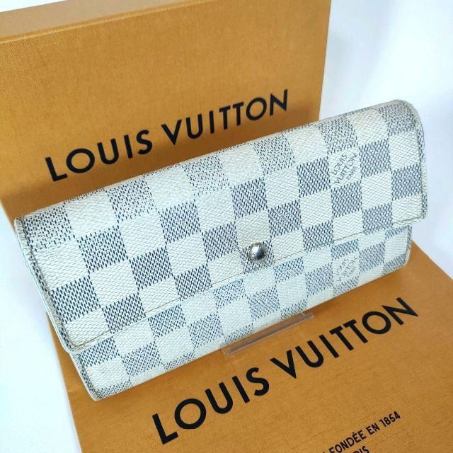 日本未入荷 良品 ルイヴィトン 長財布 ダミエ アズール ポルトフォイユ