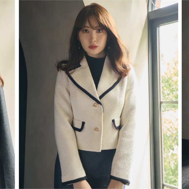 Her lip to(ハーリップトゥ)のherlipto Wool-Blend Cropped Tweed Blazer レディースのジャケット/アウター(テーラードジャケット)の商品写真