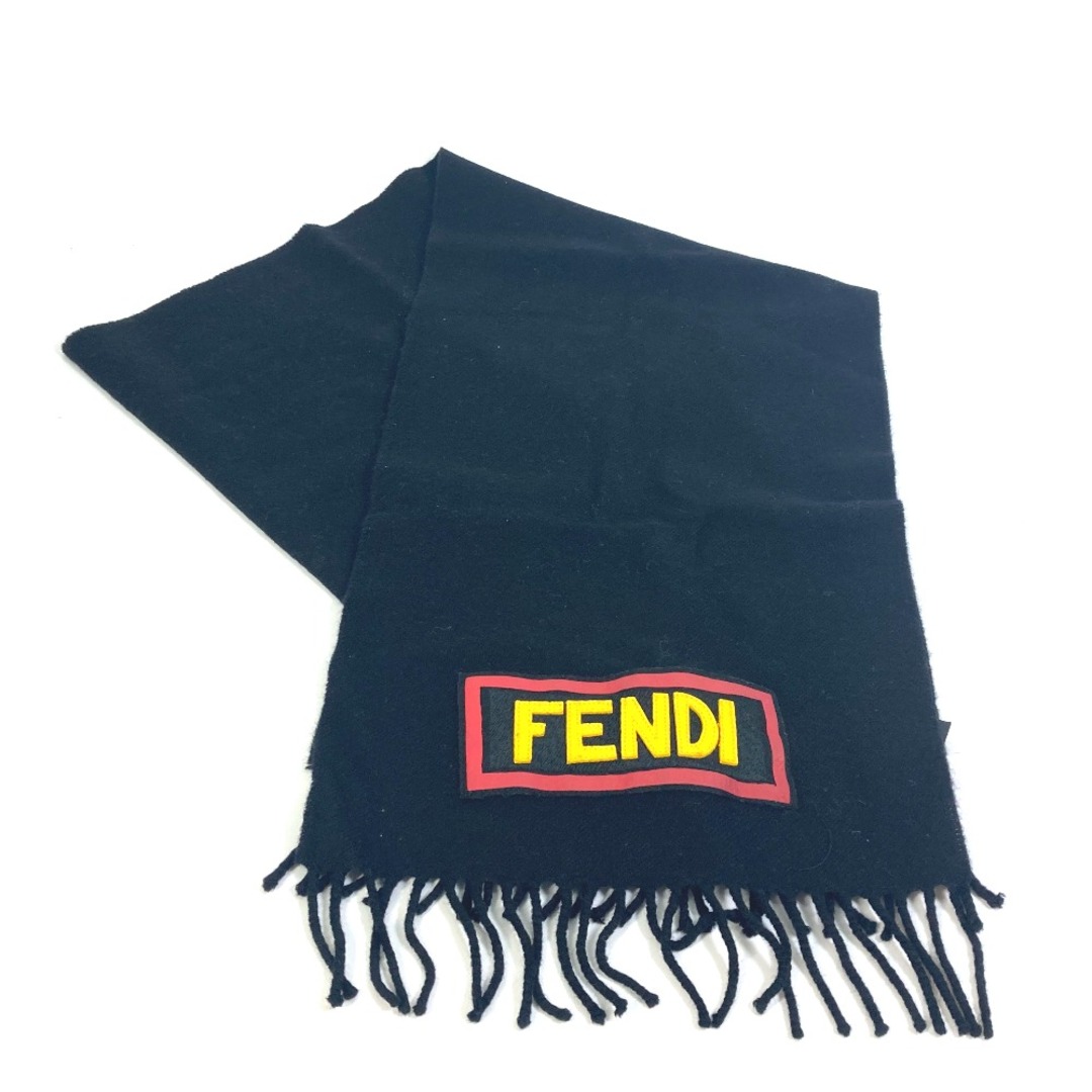 フェンディ FENDI ロゴ ワッペン FXS124 アパレル マフラー ウール ブラックメンズ