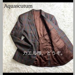 アクアスキュータム(AQUA SCUTUM)のアクアスキュータム　テーラードジャケット　大人チェック柄　L（腹周り太め）(テーラードジャケット)