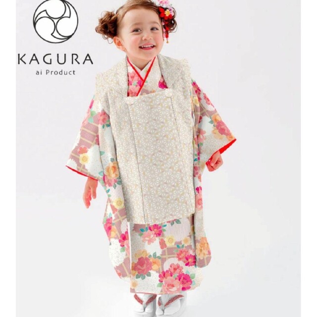 【クリーニング済】七五三　３歳女の子セット　式部浪漫　KAGURA　マロンキッズ服女の子用(90cm~)