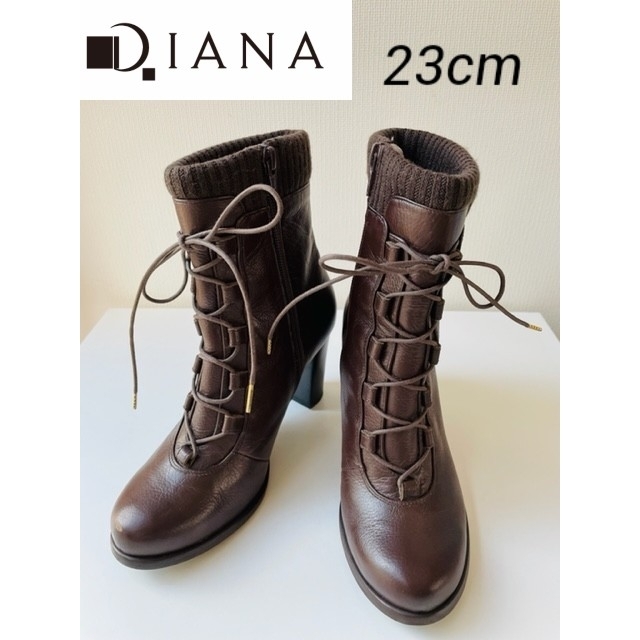 DIANA(ダイアナ)の【DIANA】ダイアナ レースアップショートブーツ 23cm  ブラウン レディースの靴/シューズ(ブーツ)の商品写真