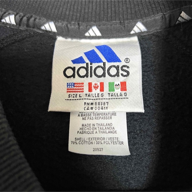 adidas(アディダス)の【90s】古着adidas アディダス 刺繍ロゴ スウェット 裏起毛 サイズL メンズのトップス(スウェット)の商品写真