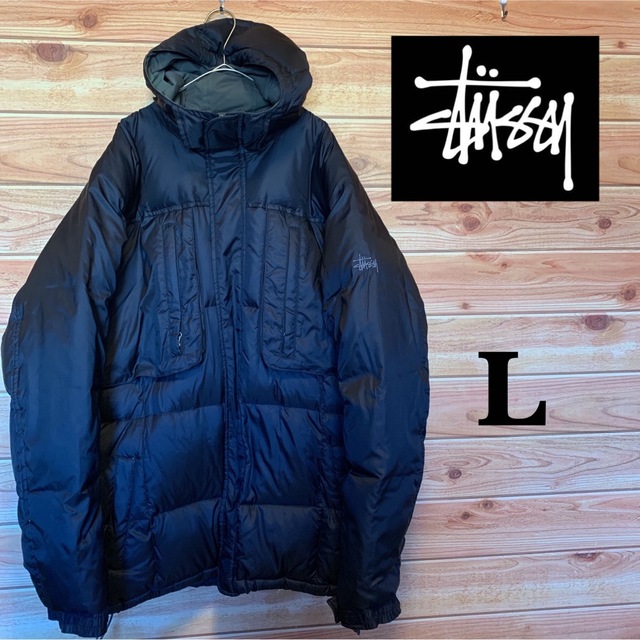 stussy ダウンジャケット　黒　L 　オーバーサイズ